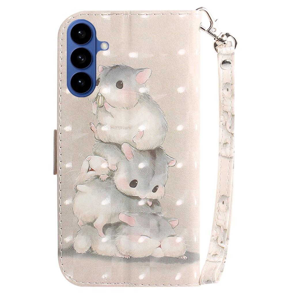 For Samsung Galaxy S26+ Case Pattern Printing Leather Wallet Phone Cover with Wrist Strap