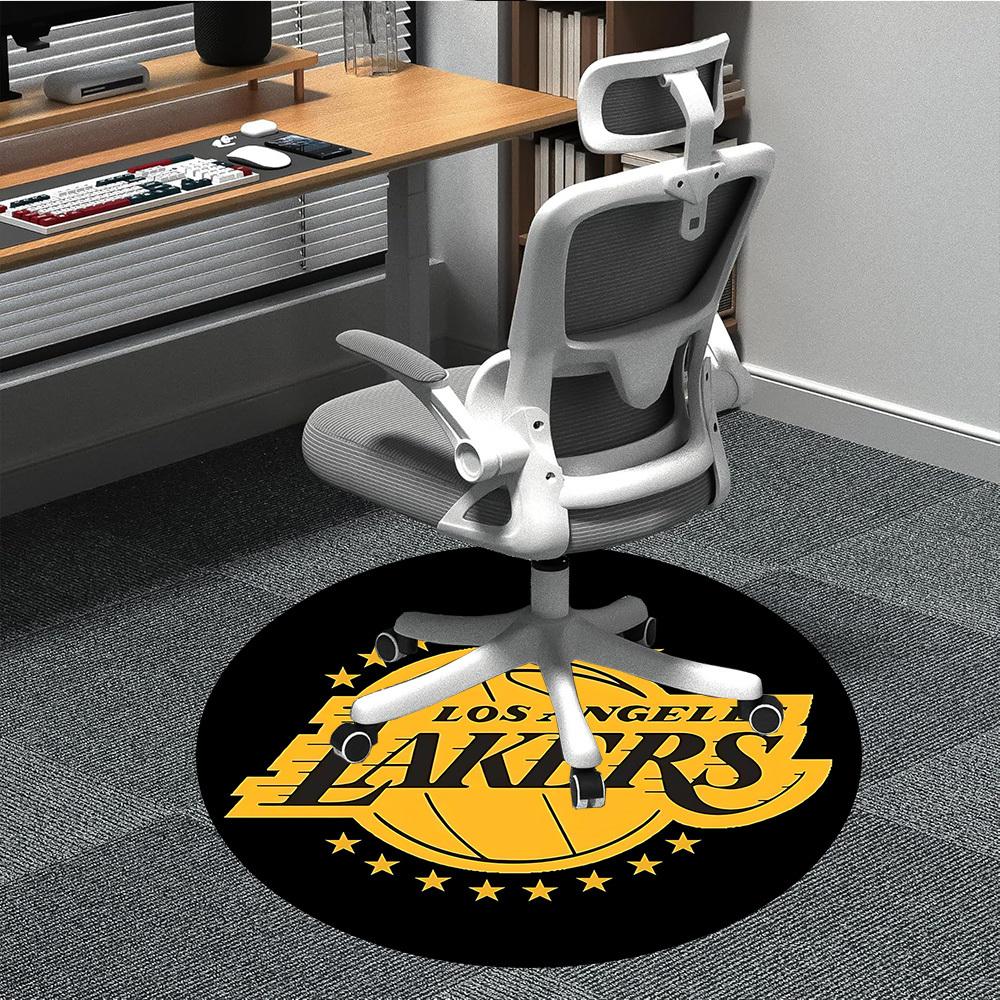 

1pcBasketball Team Lakers Office Round Area Rug, Indoor Mat Suitable For Office, Under Office Chairs Bedroom Living Room Home Decor, Room Deco 80cm