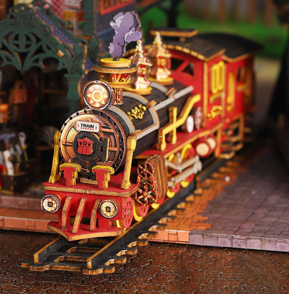 moin moin Dollhouse Miniature DIY Kit Set [English Instructions] Phantom Castle, Pop-Up Train, Gimmick, Steampunk, Victorian, Magic, Castle,
