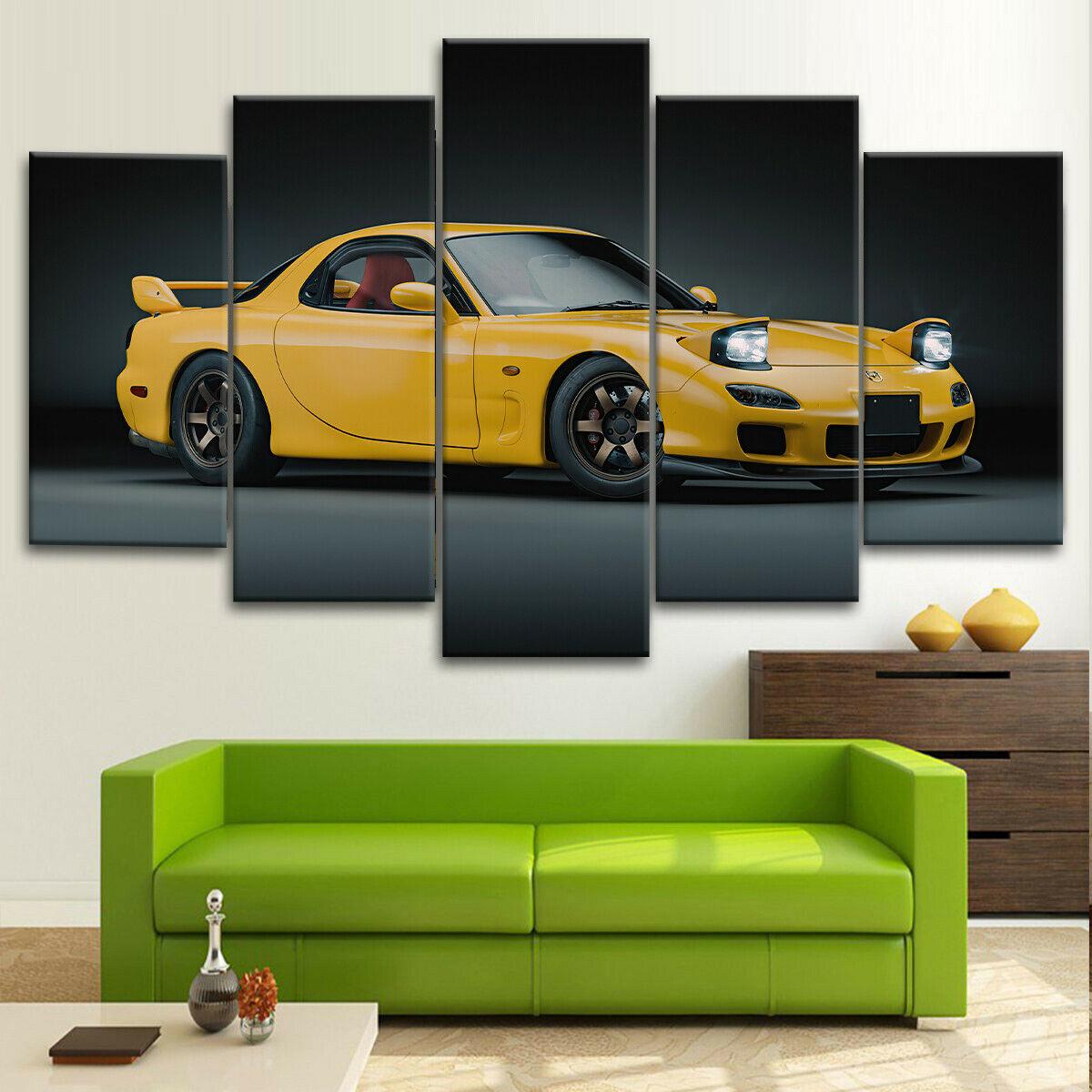 

5 шт. RX7 желтая сторона супер гоночный автомобиль 5 шт. холст настенный художественный принт домашний декор 5 шт. картины HD печать плакат 5 шт.
