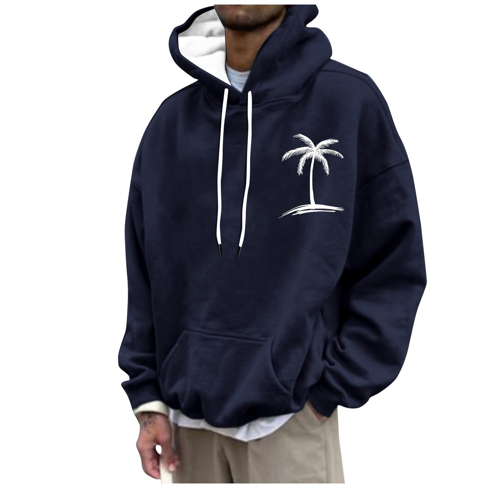 

Мужская модная свободная мужская и женская толстовка с капюшоном с длинным рукавом и принтом с капюшоном L тёмно-синий