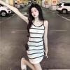 Women's French Striped High-End Summer Knitted Camisole Dress - Sweet & Spicy Style, Slim-Fitting Mini Skirt
