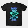 Men Black Print T-shirt Super Large TShirt may-the-force-be-with-me No-Cut Transfer Paper Print Cotton Tshirt