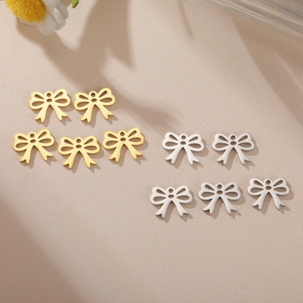 5 pieces/pack Mini Cat Flower Jewelry Owl Cherry Star Heart shaped Bow Stainless Steel Pendant DIY Necklace Bracelet Jewelry