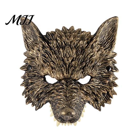 Medieval Wolf Mask 3D Head Mask, High Elastic Lightweight Comfortable Werewolf Silver Costume with Adjustable Strap for Halloween Cosplay Party