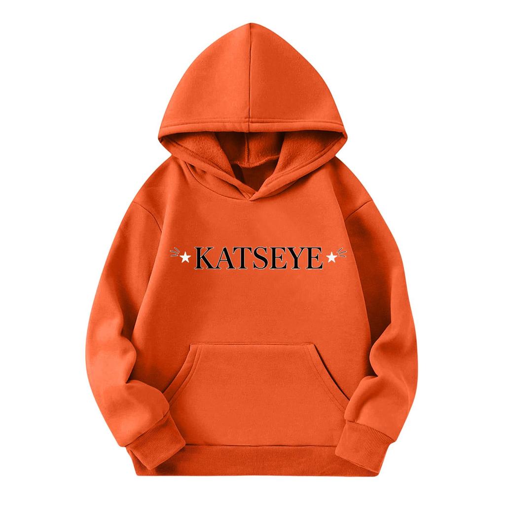 Girls' Fashion Long-Sleeve Hooded Sweatshirt with Print and Pockets