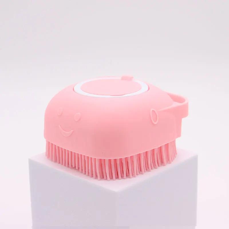 

2 in 1 Self Cleaning Pet Bath Brush for Dogs Cats Puppy Soft Silicone Massage Shampoo Dispenser Dog Grooming Brush XS розовый