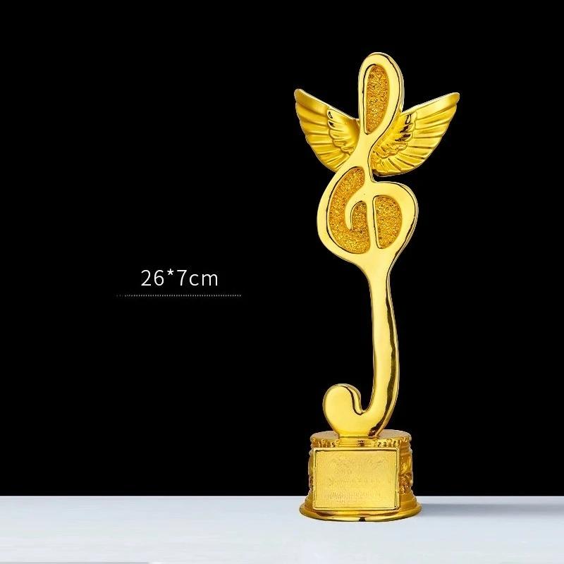 Customized Microphone Five-pointed Star Resin Trophy, Crystal Base Excellent Host Singing Talent Activity Competition Award, 1Pc