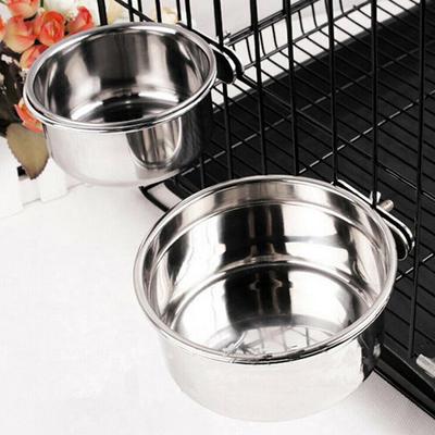 Pet Hanging Bowl Stainless Steel Dog &Cat Feeding Food Bird Water Dish Cage Bowl