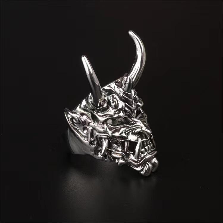 European and American Domineering Hip-hop Prajna Mask Ring Men's Trendy Street Fashion Versatile