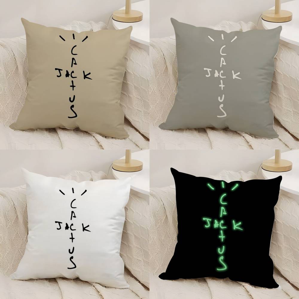 Cool C-Cactus Jack Pillow Case Home Dorm Chair Back Short Plush Double-Sided Printing Office Nap Time Cushion Cover