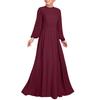 Muslimische Straßenmode für Frauen mit hoher Taille und A-Saum, langärmelige Kleider, lange Kleider