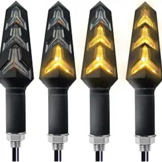 4PCS Universal Motorcycle Turn Signals LED 12V 3 Wire Flowing Indicator Lights 1