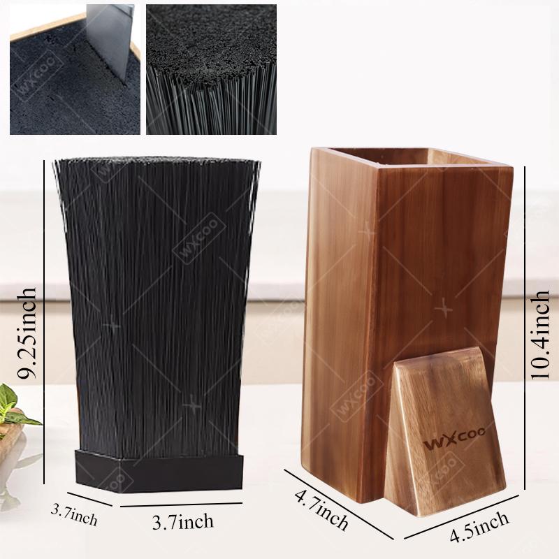Acacia Wood Universal Knife Block Stand with Bristles Knife Holder for Kitchen Counter Fits Chef Bread Steak Knives Storage