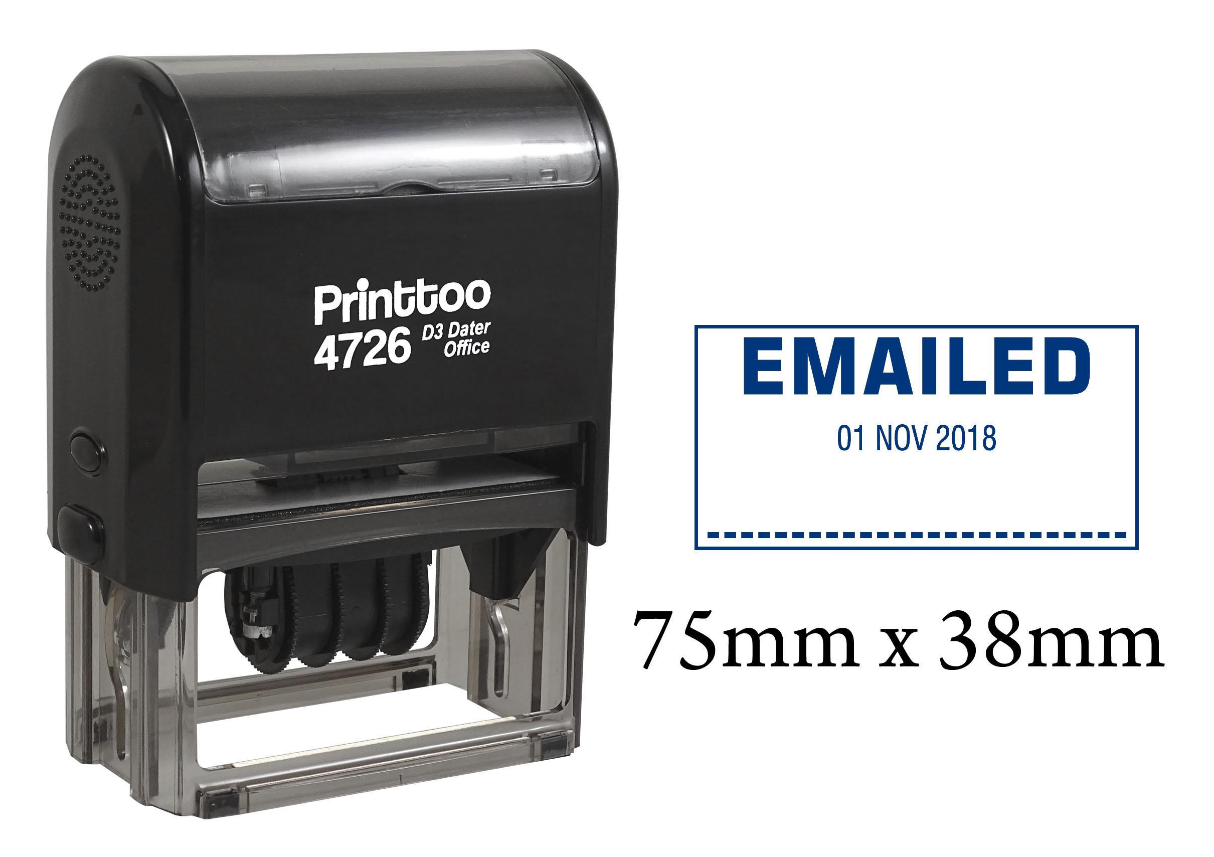 

Printtoo Office Stationery Dater Stamp With Emailed Text Date Self Inking Rubber 75 mm x 38 mm.(Approx) синій