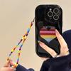 Zhitai Silicone Soft Case with Chain for iPhone 12/14/15/16 Pro - Cream Pattern