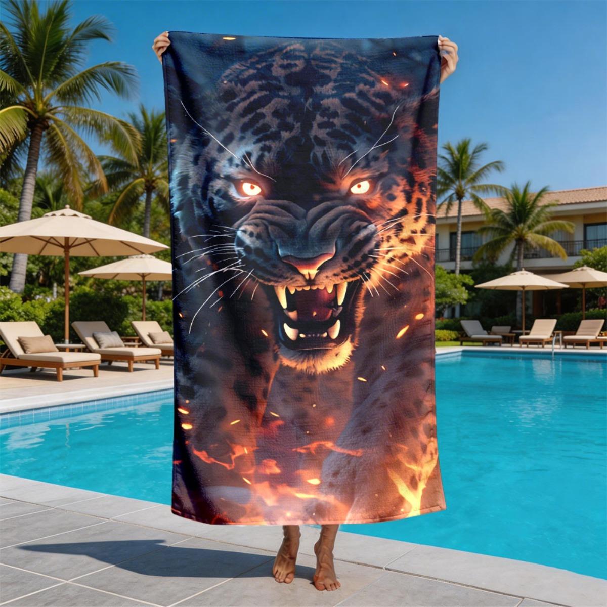 

Dark Flame Black Panther Style polyester microfiber beach towel is highly absorbent, suitable for swimming and beach outings W40*H60(CM)
