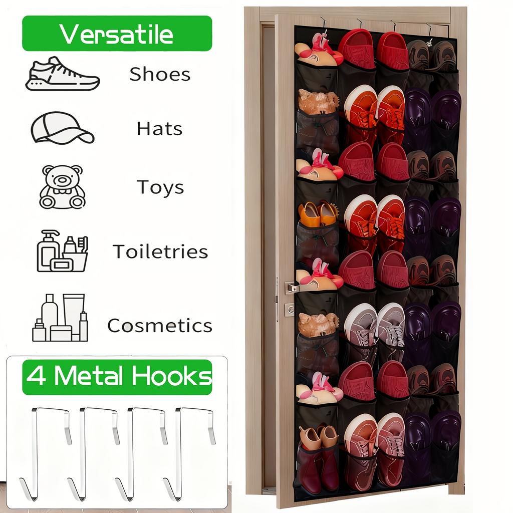High Quality1pc 40-Compartment Large Pocket Over-the-Door Shoe Organizer with Grid Pockets, Suitable for Behind the Door, Bedroom, Bathroom, Etc