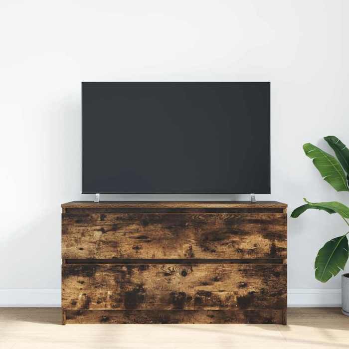 VidaXL TV Stand Smoked Oak 100x35x54 Cm Engineered Wood, TV Bench, Hi-fi Cabinet, Entertainment Center, TV Buffet, 861809