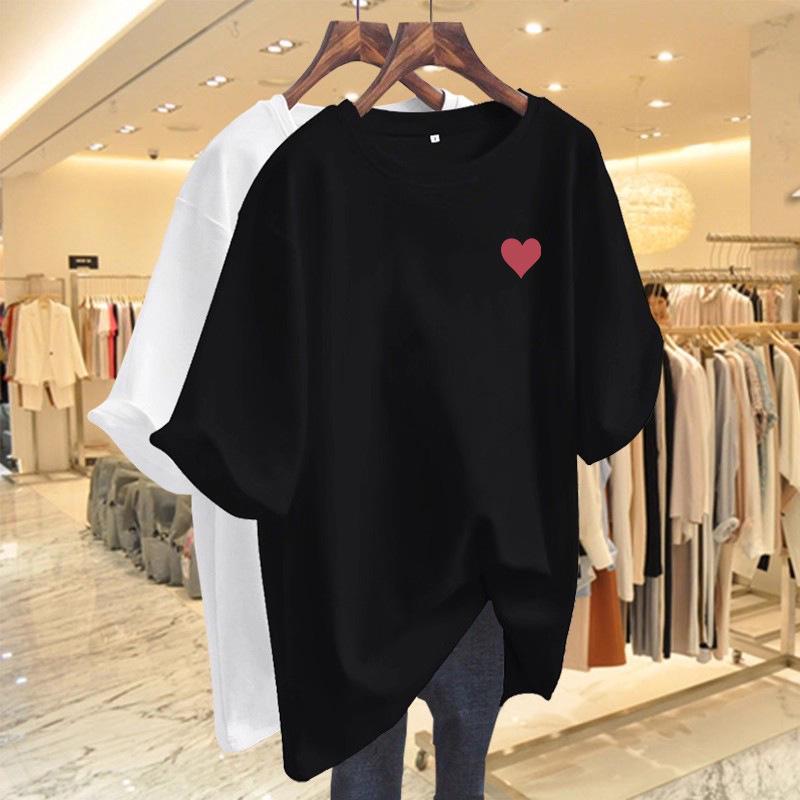 Women's 2026 Summer Heart Print Loose Fit Short Sleeve T-Shirt