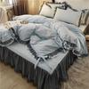 Komfort-Bettrock-Set mit Spitzensaum - Hautfreundliche Bettwäsche, Einzel-/Doppelbett