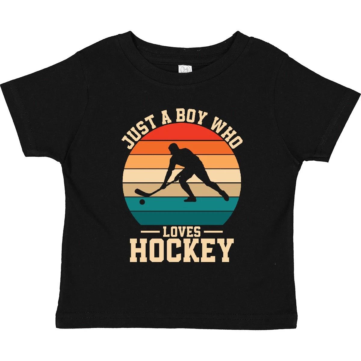 

Inktastic Just A Boy Who Loves Hockey Toddler kids boys T-Shirt Sports Child Preschooler 110