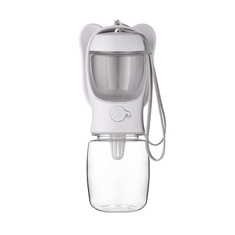 2In1 350Ml Portable Durable Food Grade Material Dog Cat Pet Water Leakproof Cup Bottle With Food Dispenser Suitable For Hiking And Travel Decor