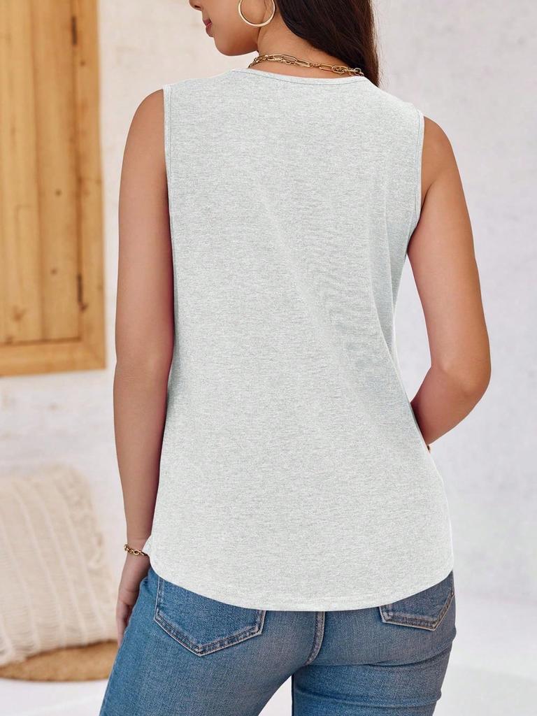Womens V Neck Sleeveless Tank Top Loose Fit Dressy Casual Summer Blouse