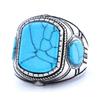 Nordic, Personalized, Stylish Vintage Three-Sided Turquoise Ring Men's Gemstone Ring
