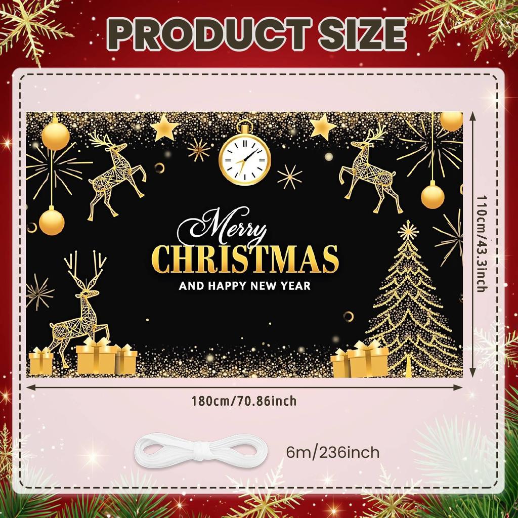 Festive Banner Clock Accent Christmas Banner Happy New Year Background Reindeer Design New Year Background For Family Reunion