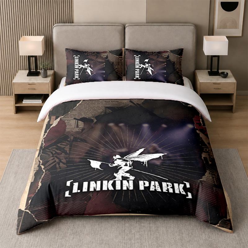 3-teiliges Bettwäsche-SetLinkin Park Weiche Bettlaken und zwei Kissenbezüge Heimschlafzimmer Dekor