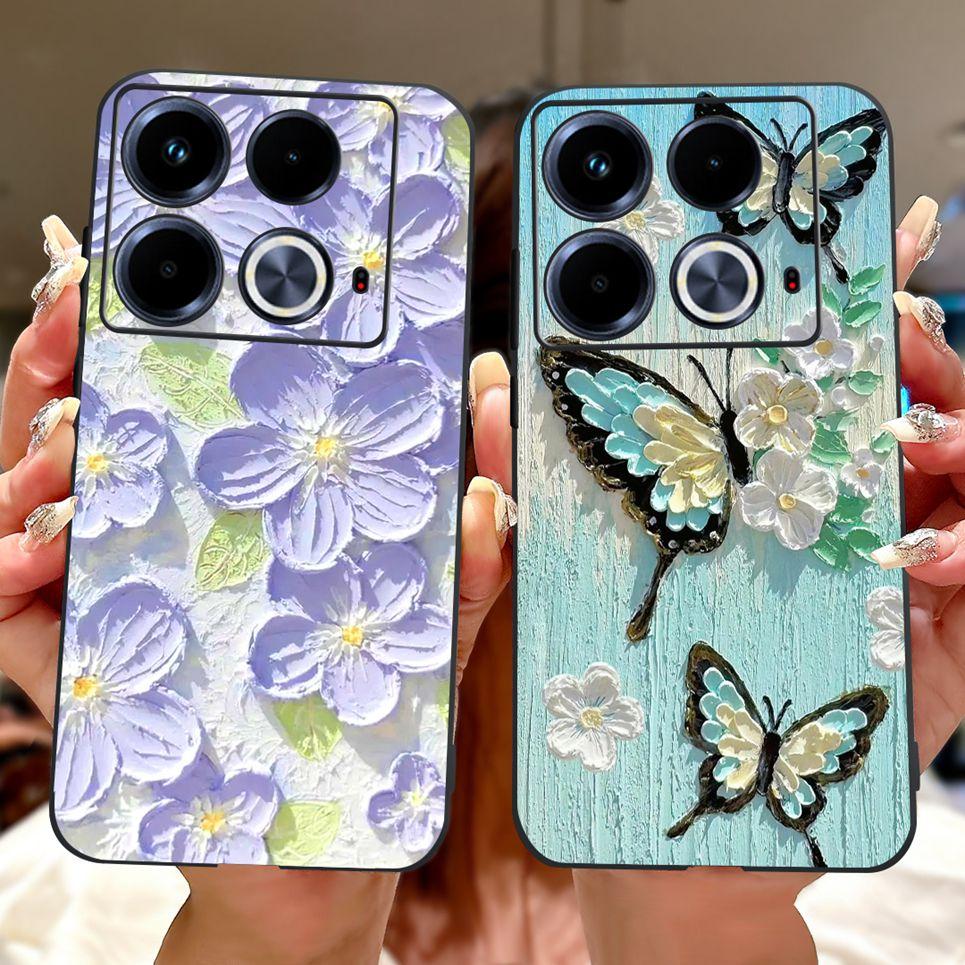 For Cover Infinix Note 40 40x 40Pro Plus Note40 Pro+ Phone Case Colorful Flower Butterfly Lxuru Women Fashion Soft Siliocne Etui