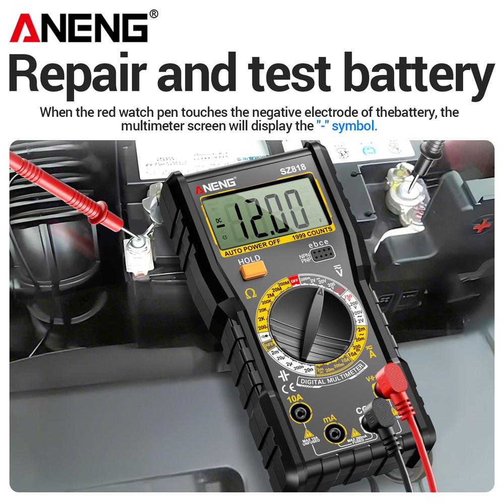 Multifunctional ANENG SZ818 Digital Multimeter High Precision AC/DC Voltage Current 1000V10A NCV Capacitance HFE Tester with Free BT167 Battery Tester