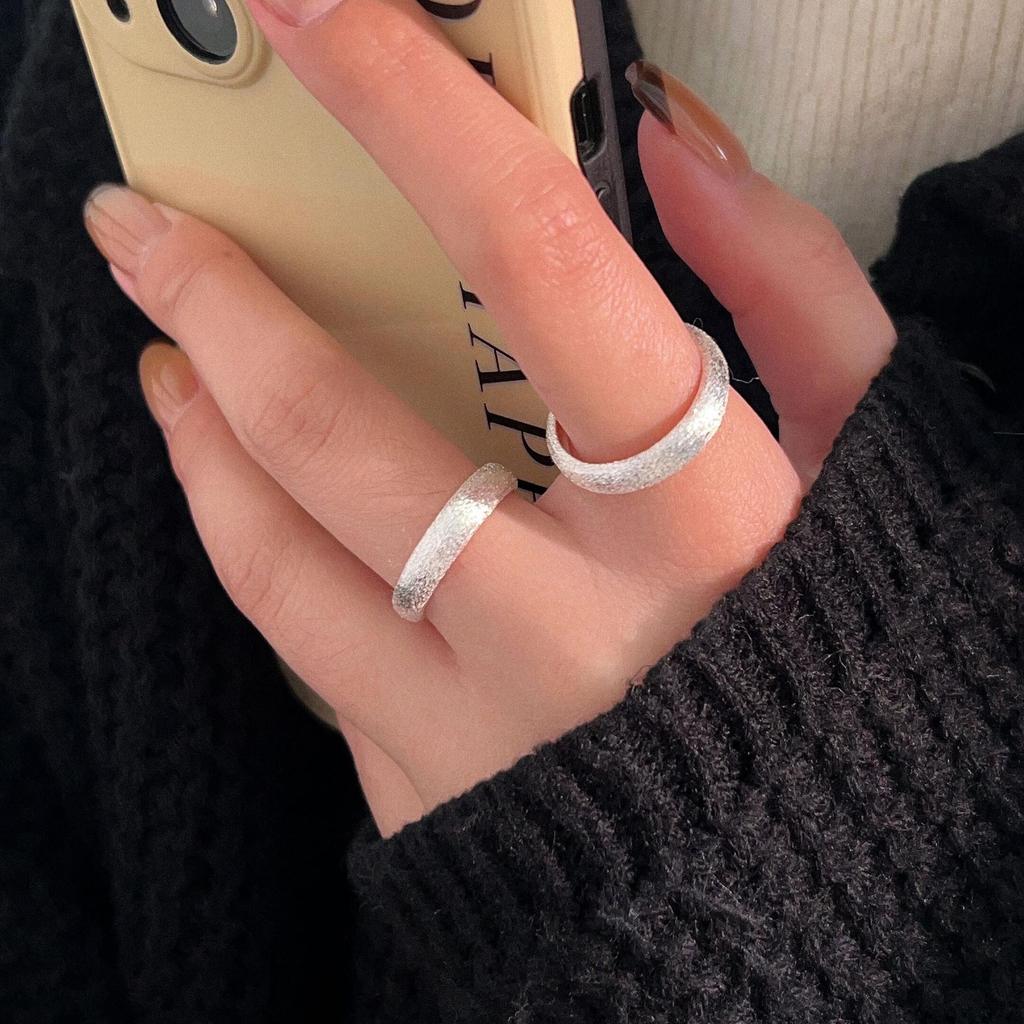 Geometric Frosted Adjustable Open Ring - Versatile Fashion for Women