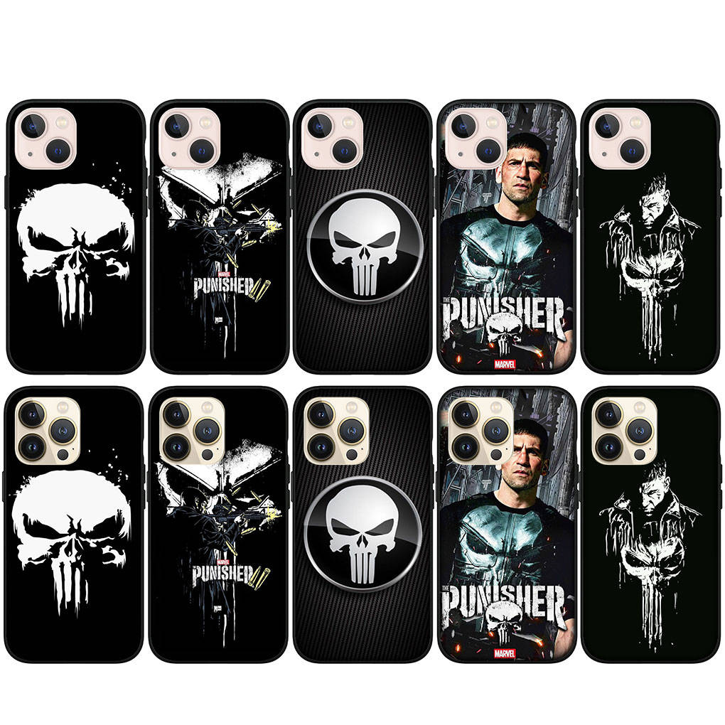 Für iPhone 16 15 X XR Samsung Galaxy S24 S23 Plus Xiaomi Redmi Note 13 12 11 Pro Max 9 10 14 OPPO Huawei Cover The Marvel Punishers Skull Handyhülle