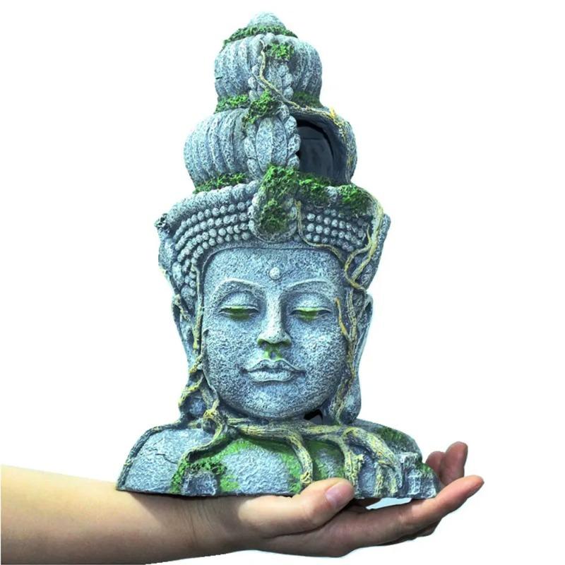 Aquarium Dekoration Antiker Stein Buddha Harz Figuren Landschaftsgestaltung Aquarium Ornament Fischbecken Aquarium Dekoration Zubehör