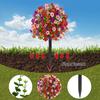 Artificial Violet Topiary Ball UV Resistant Violet Blooms Fake Evergreen Plants Flowers Brush with Ground Spike for Outdoor Indoor Garden Decor