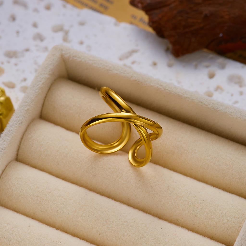 Punk Exaggerated Irregular Metal Wide Rings for Women Men Stacked Texture Strip Gold Color Finger Rings Stainless Steel Jewelry