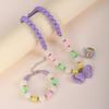 Sweet Princess Bow Necklace Bracelet Suit Candy Purple Bead Chain Children's Zircon Handmade Zircon Accessories