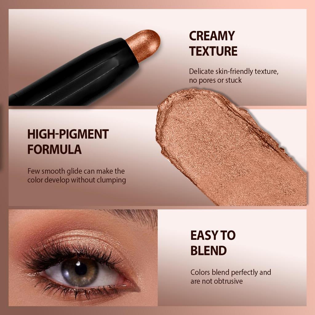 Eyeshadow Stick, Matte Shimmer Eyeshadow Pencil, Crayon, Smooth Waterproof Pigment, Creamy Eyeshadow Pencil, Shiny Eyeshadow, Eye Brightener,