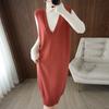 2021 Autumn College Style Long Knit Vest Dress: Loose Over-the-Knee, Elegant Mature Sister Style