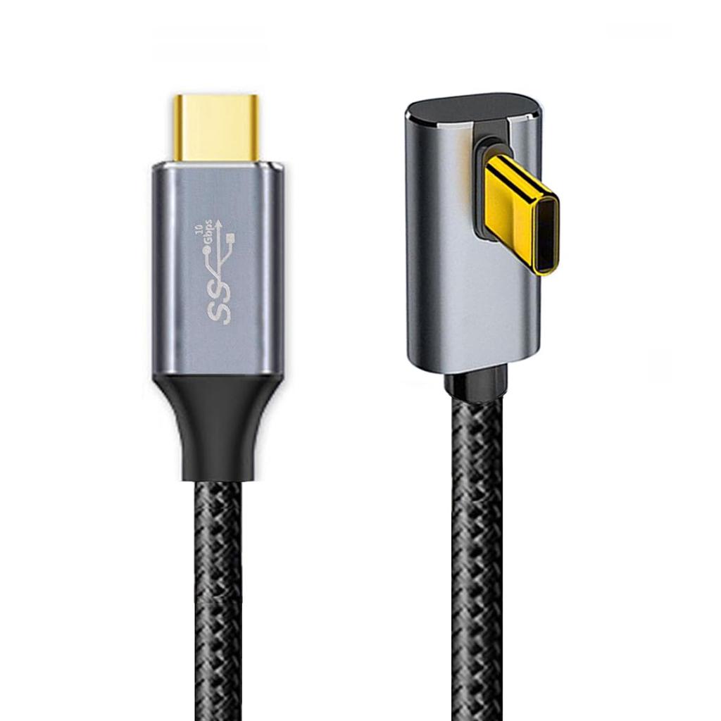 CABLECC 10Gbps 100W Data Reversible Male to Male USB Cable 90 Degree Angle Low Profile 200cm for Laptop Phone Type-C USB-C 3.1