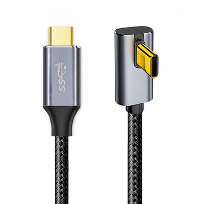 CABLECC 10Gbps 100W Daten Reversibel Stecker auf Stecker USB-Kabel 90 Grad Winkel Flaches Profil 200cm für Laptop Telefon Typ-C USB-C 3.1