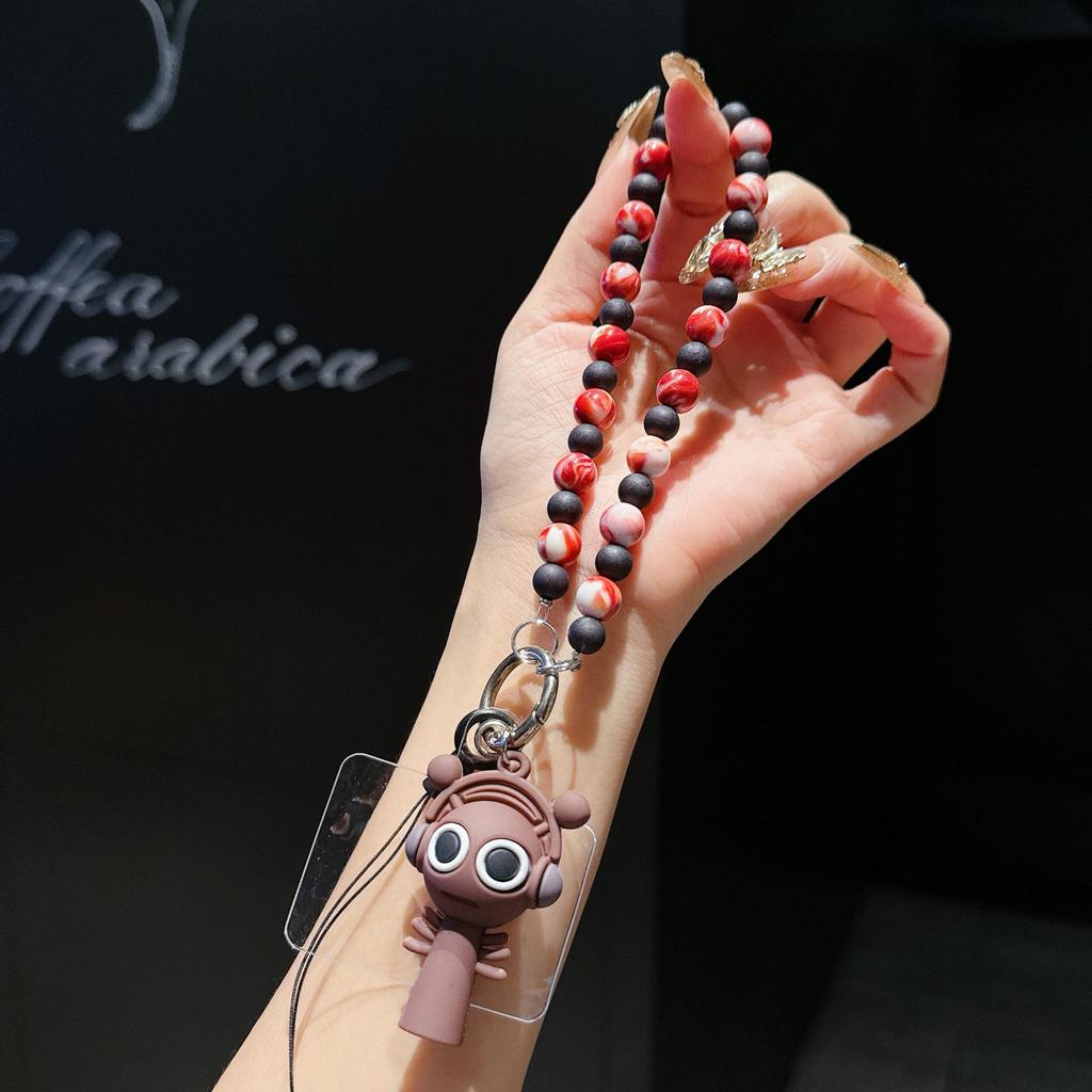 Cross-Border Cartoon Phone Pendant: Anti-Loss Lanyard & Silicone Beaded Bracelet Keychain Gift Set