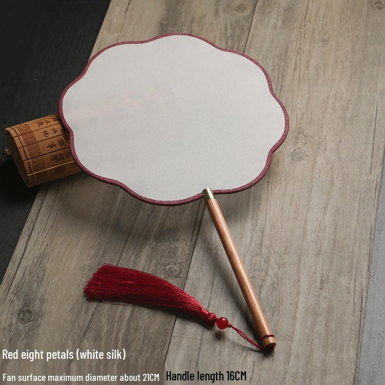 Vintage Silk Hand-Painted Gongbi Fan - Classic Chinese Round Palace Design