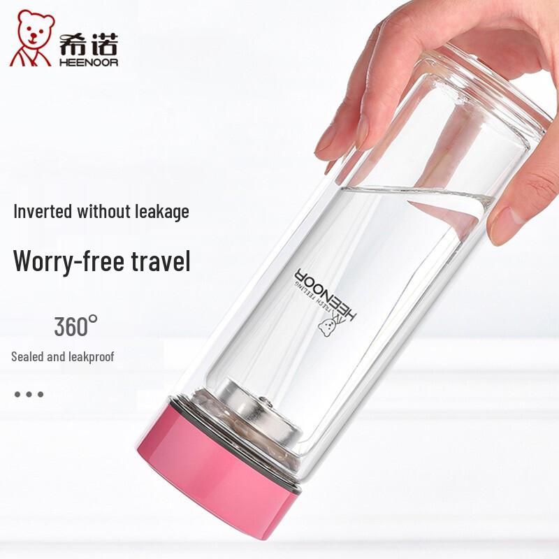 HEENOOR Portable Double-Layer Glass Cup