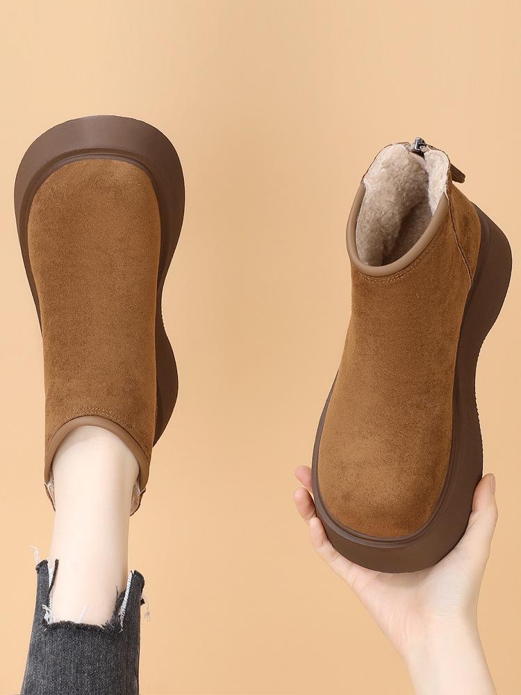 

Women s fur one thick bottom heightening winter lightweight padded warm snow boots non-slip wear casual sports England style Martin cotton boots 40 хакі