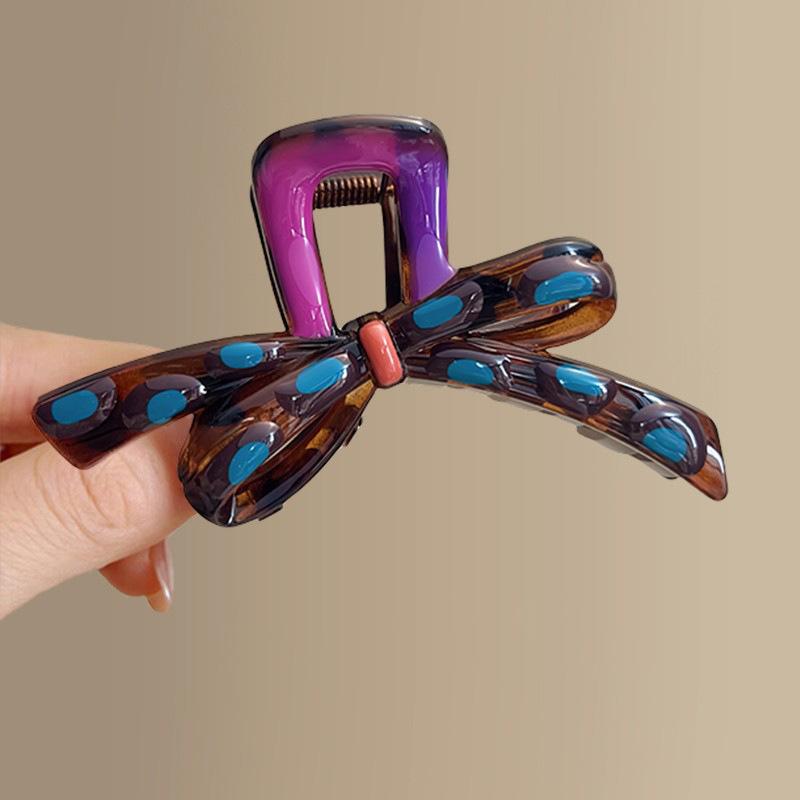Maillard Contrast Color Drip Oil Bow Hair Grab Exquisite Advanced Grab Clip Versatile Personality Exquisite Hair Accessories Women