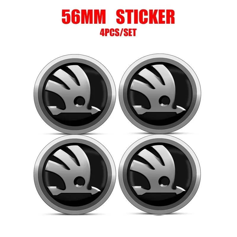 4pcs 56mm Car Wheel Center Hub Cap Badge Emblem Decal Wheel Sticker For Skoda Octavia KAMIQ KODIAQ SUPERB RAPIDFABIA MK2 MK1 A5 CWO1
