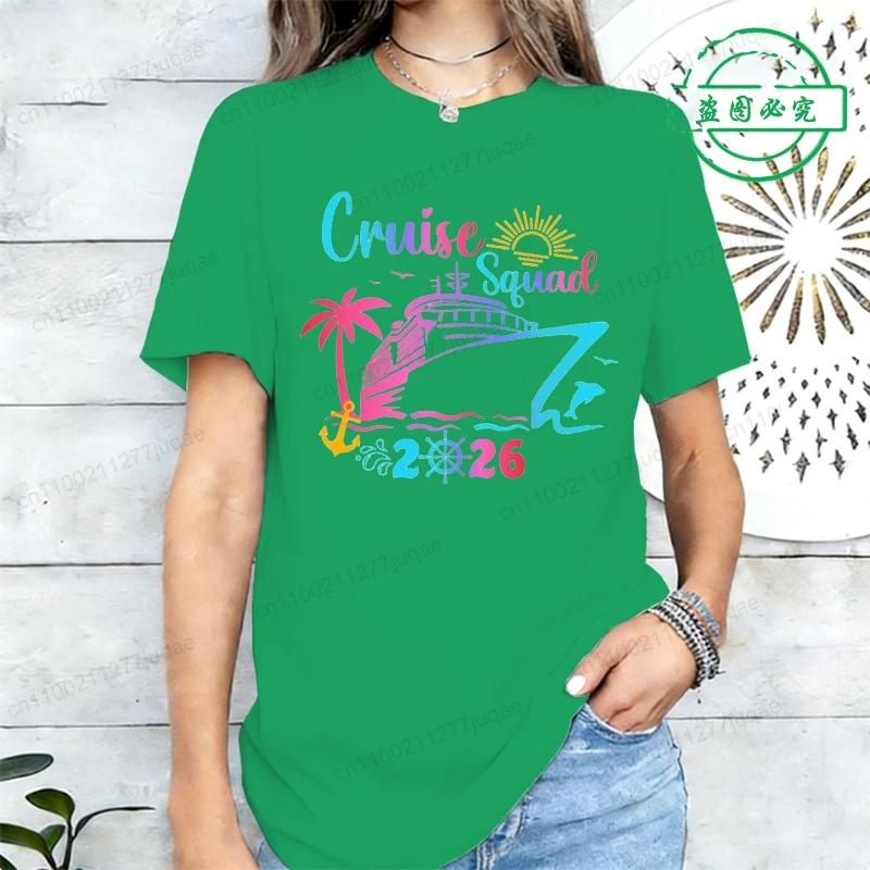 T-shirt Stampate Squadra Crociera 2026 Crociera di Compleanno in Famiglia T-shirt Harajuku da Donna Manica Corta Abbigliamento Femminile Top Tee Street